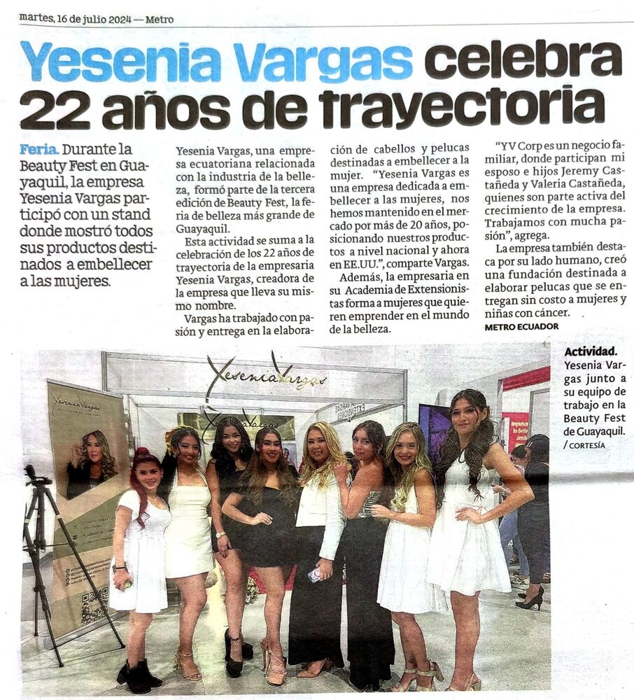 Yesenia Vargas celebra 22 años de trayectoria
