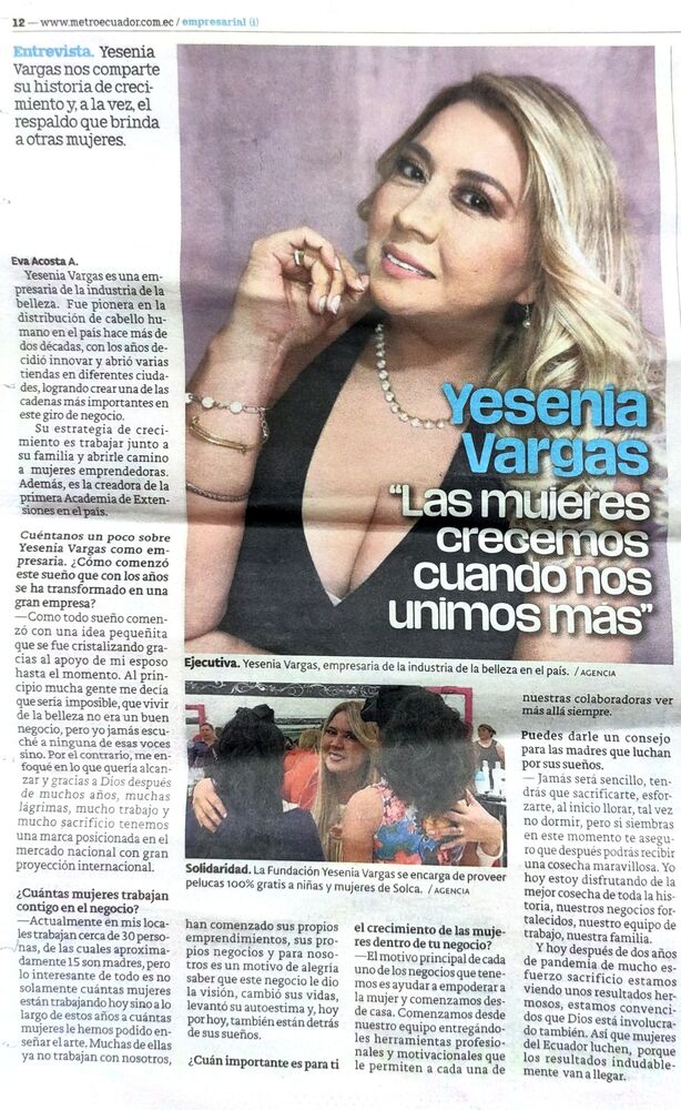 Entrevista de prensa a Yesenia Vargas